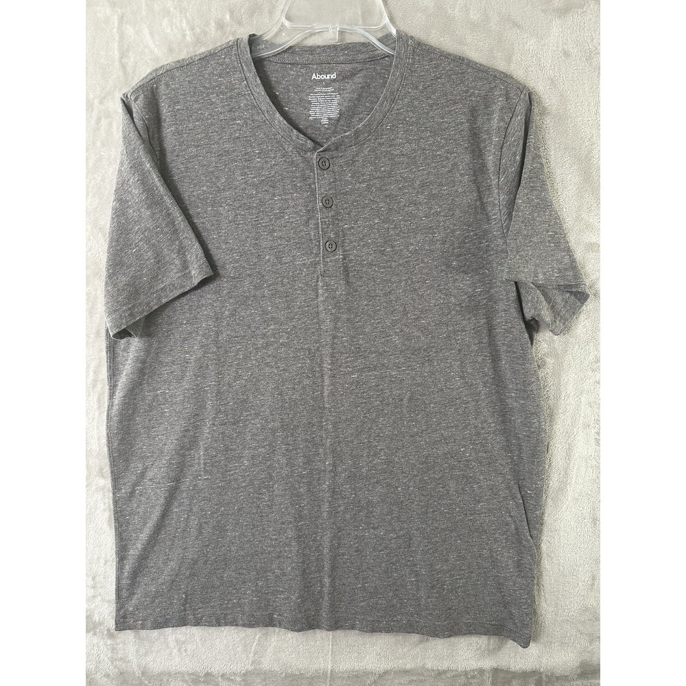 Abound Shirt Mens Large Short Sleeve Henley‎ Casual Soft Blend Three Button Tee